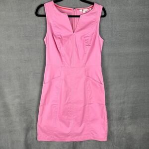 Boden Dress Womens 6L Pink Helena Chino Pockets Preppy Coastal Resort Sleeveless
